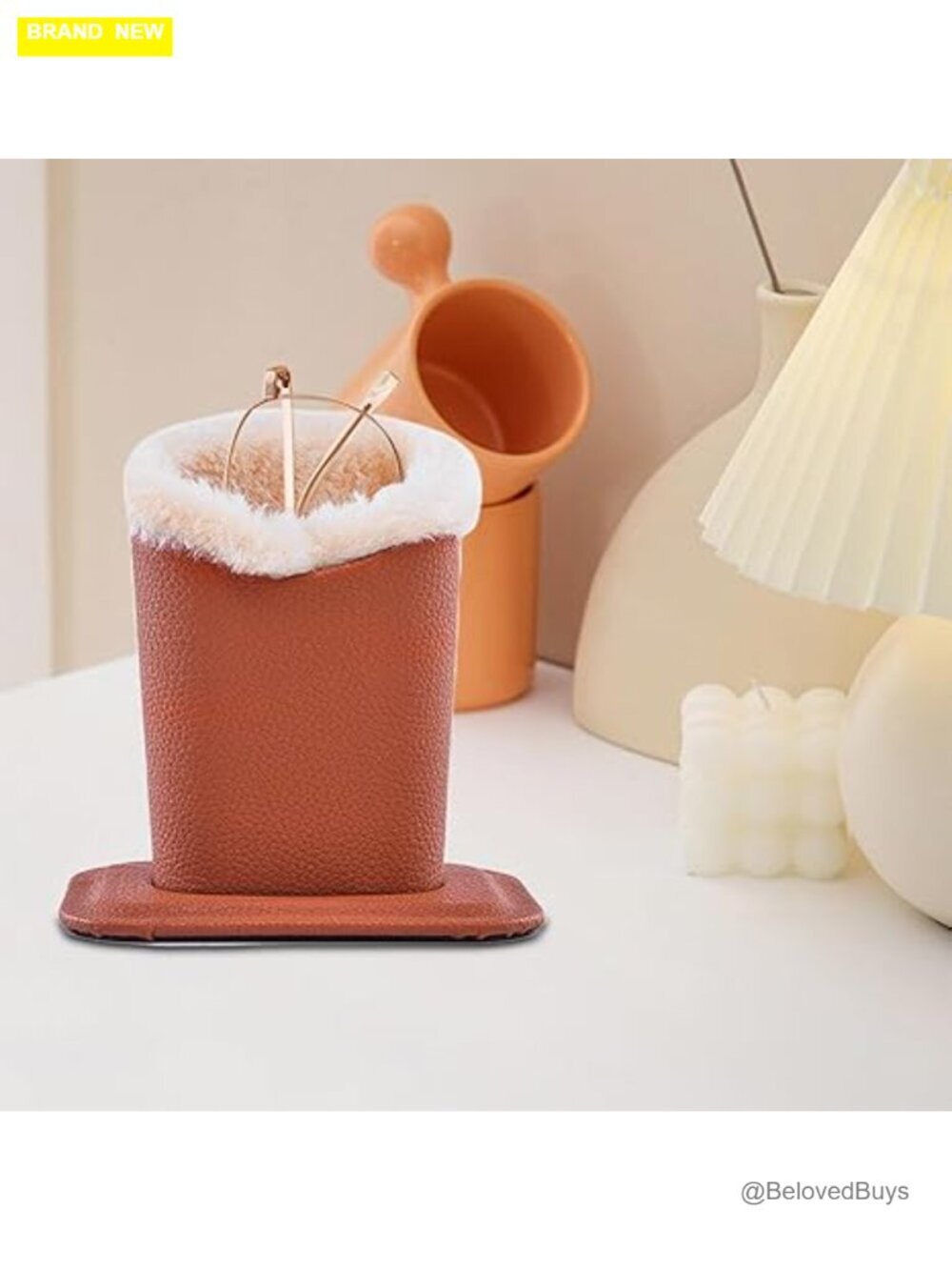Plush Lined PU Leather Sunglasses Holder Organizer Pouch for Living Room